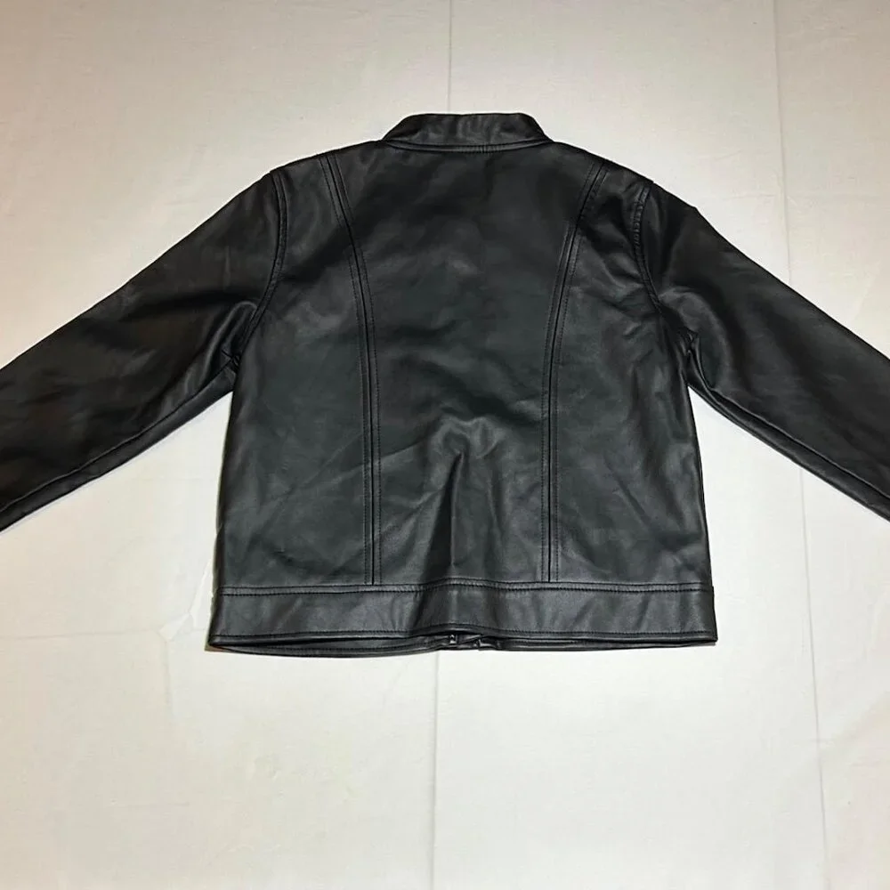 Gymbore Girls Medium 7/8 Black City Kitty Faux Leather Jacket